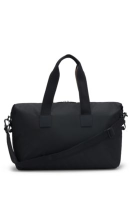 Contrast-logo holdall with signature-stripe handles, Black