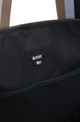 Contrast-logo holdall with signature-stripe handles, Black
