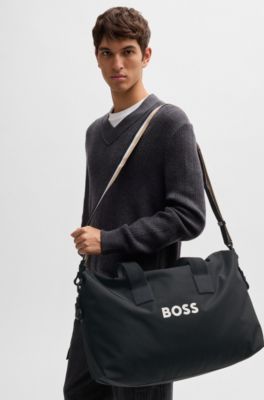 Contrast-logo holdall with signature-stripe handles, Black