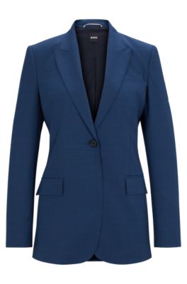 Hugo Boss Regular-fit Jacket In Melange Virgin Wool In Patterned