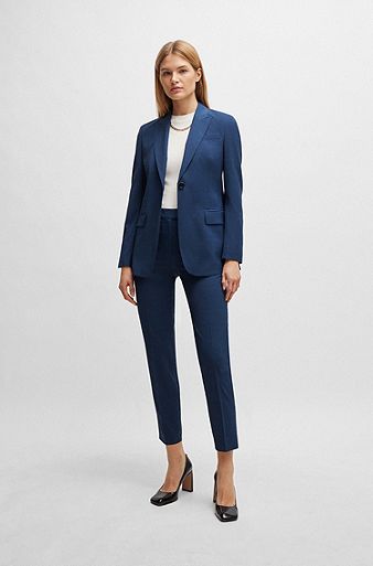 Navy Blue Stipped 3-piece Skirt Suits, Grey Skirt Suits With Blazer,  Waistcoat, Women's Office Suits, Women's Wedding Suits -  Canada
