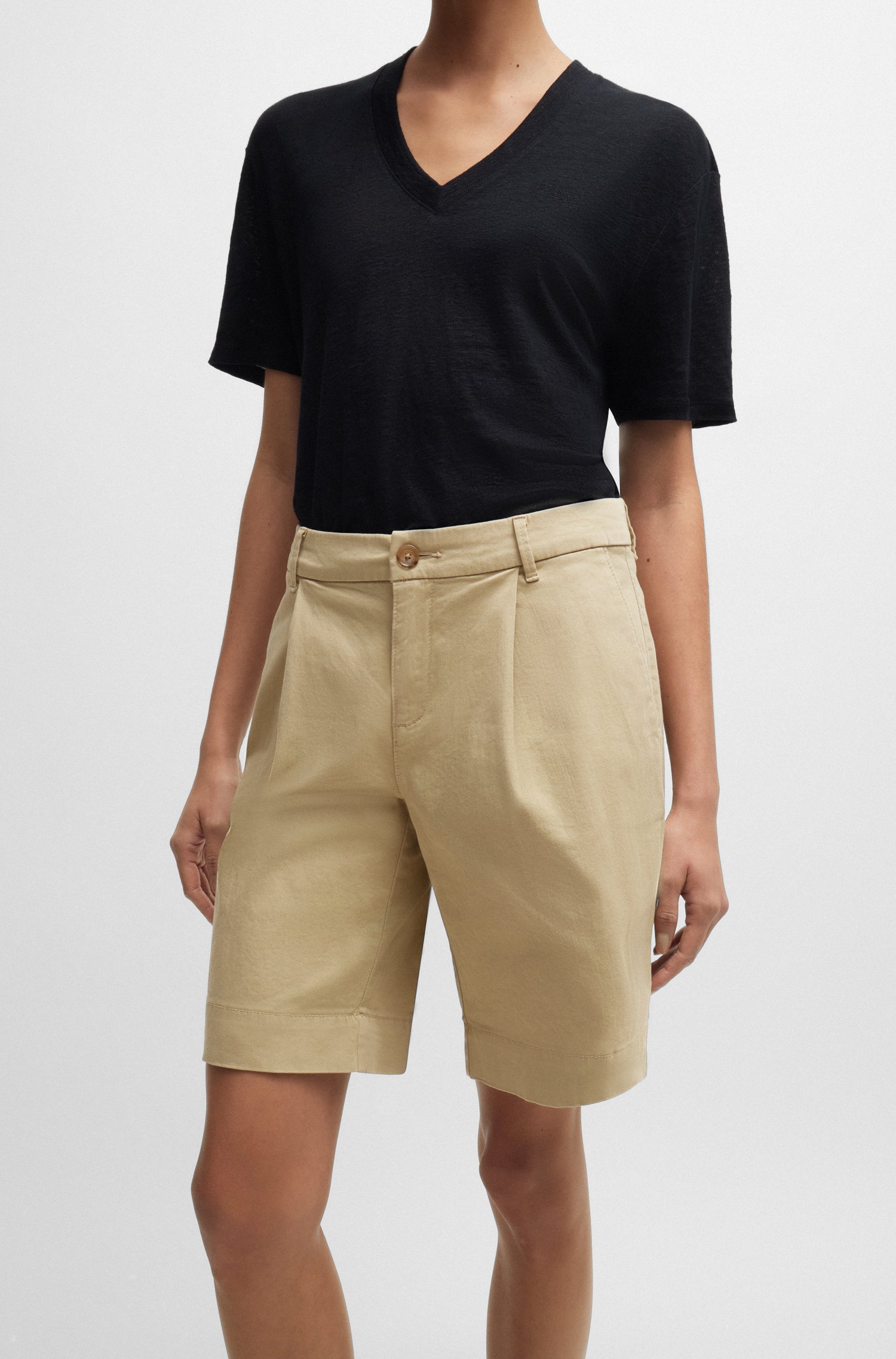 Relaxed-fit high-rise shorts stretch cotton