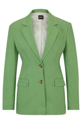 Shop Hugo Boss Single-breasted Jacket In Stretch Fabric In Light Green
