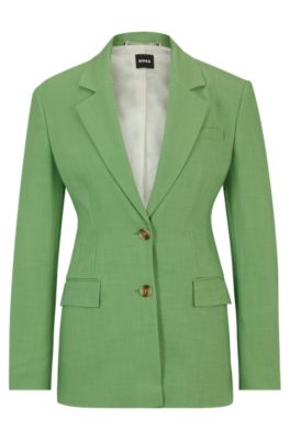 Hugo Boss Single-breasted Jacket In Stretch Fabric In Light Green