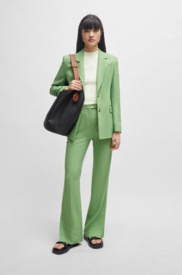 Single-breasted jacket in stretch fabric, Light Green