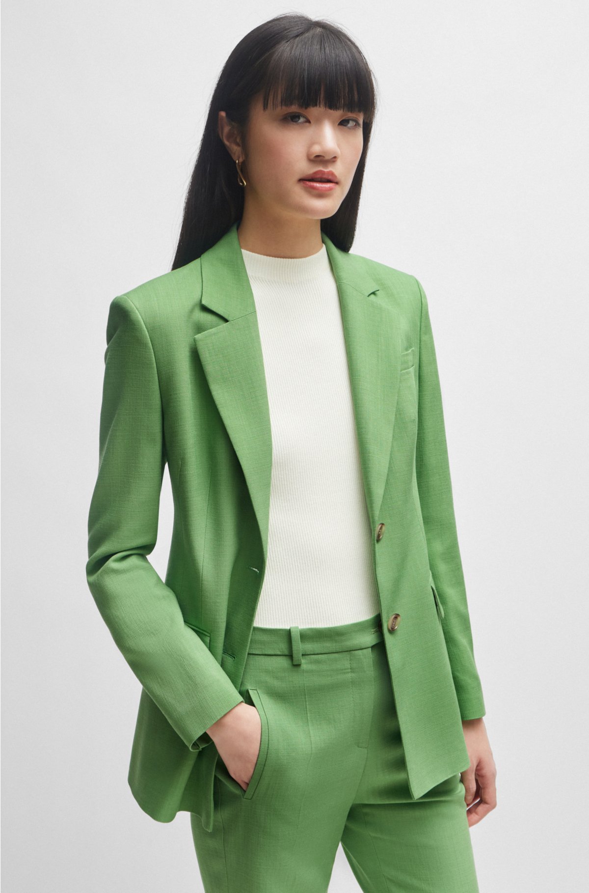 BOSS - Single-breasted jacket in stretch fabric