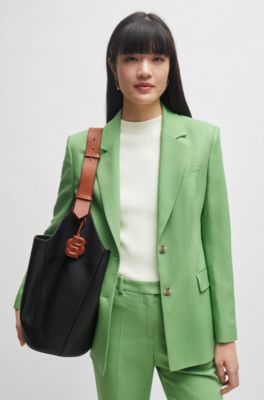 Single-breasted jacket in stretch fabric, Light Green