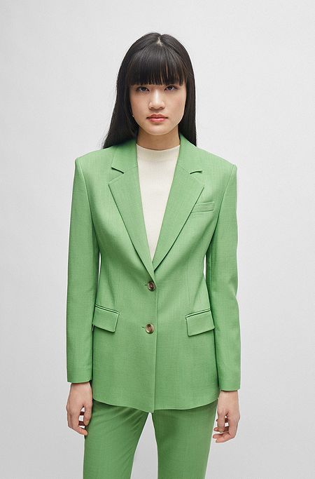 Single-breasted jacket in stretch fabric, Light Green
