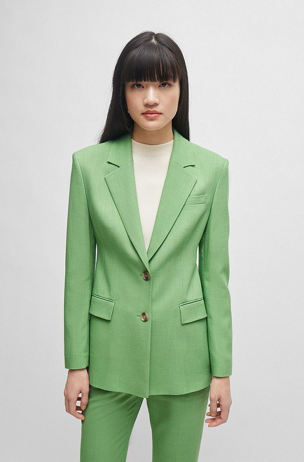 Single-breasted jacket in stretch fabric, Light Green