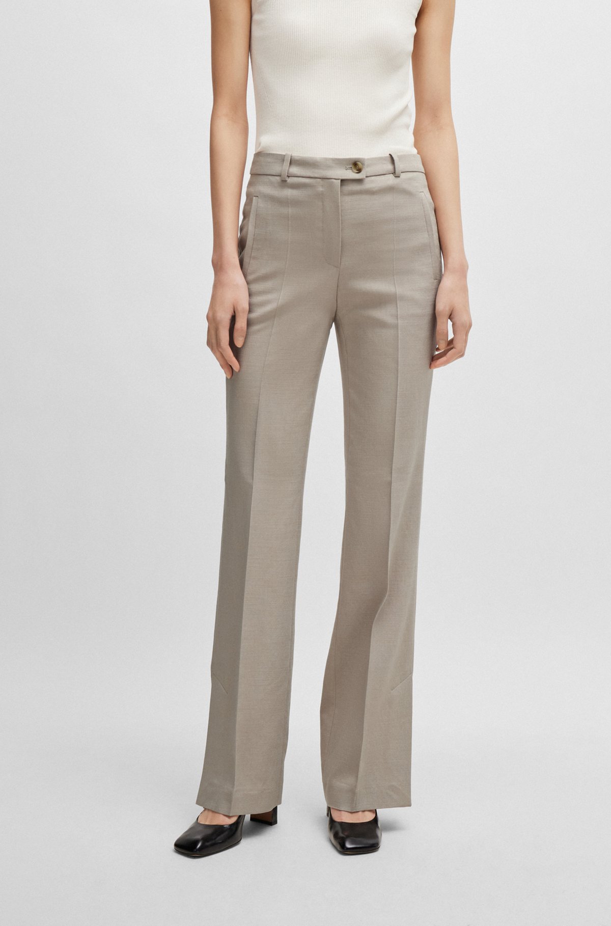 Alessa Wide Leg Pants | Stripes Taupe Alessa Wide Leg Pants | Stripes Taupe