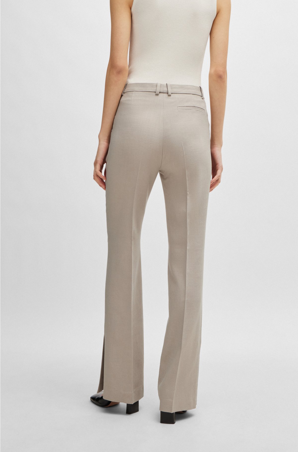 BOSS - Slim-fit trousers with flared leg in stretch material