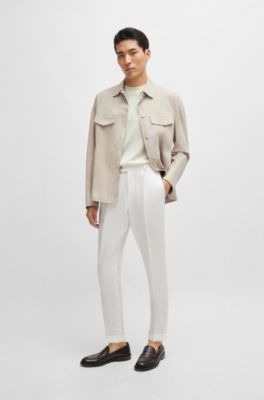 Pull &agrave; manches courtes en soie Tussah, Blanc