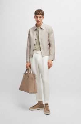 Pull &agrave; manches courtes en soie Tussah, Kaki