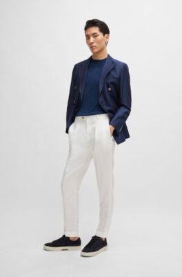 Pull &agrave; manches courtes en soie Tussah, bleu clair