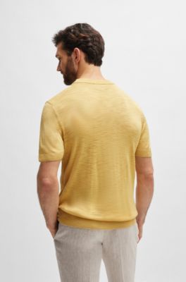 Pull &agrave; manches courtes en soie Tussah, Jaune clair