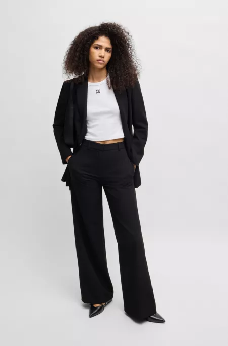 Stacked-logo cropped slim-fit T-shirt in a cotton blend