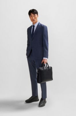 BOSS - Zipped document case in leather with detachable inner