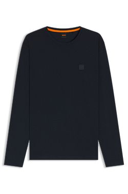 Long-sleeve cotton T-shirt with logo patch