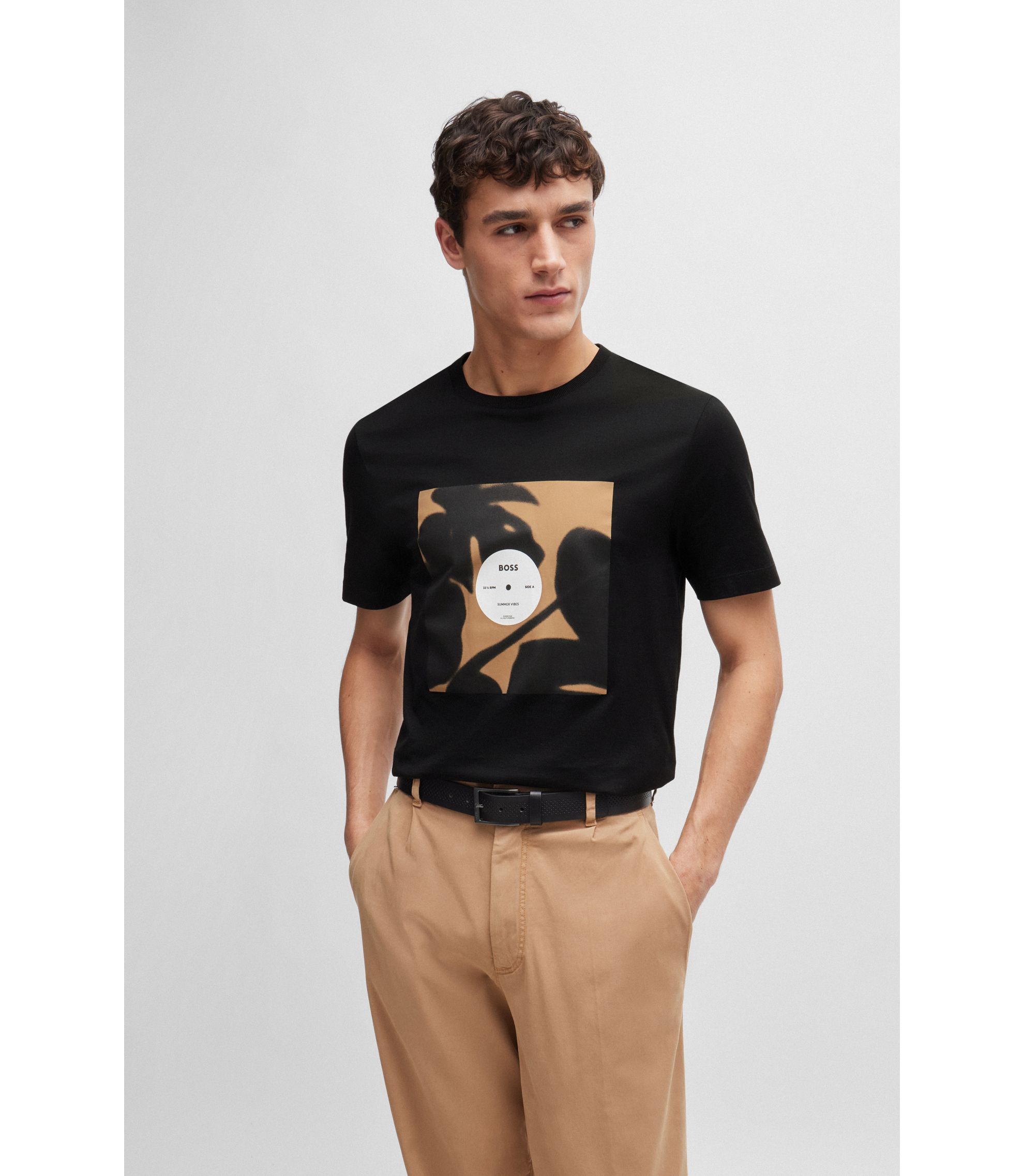 BOSS - Cotton-jersey regular-fit T-shirt with seasonal artwork - Black