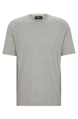 Shop Hugo Boss Regular-fit T-shirt In Cotton And Silk In Silver