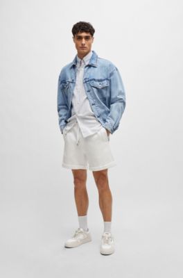 BOSS - Oversize-fit shorts with silver-tone trims 