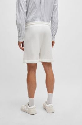 BOSS - Oversize-fit shorts with silver-tone trims 