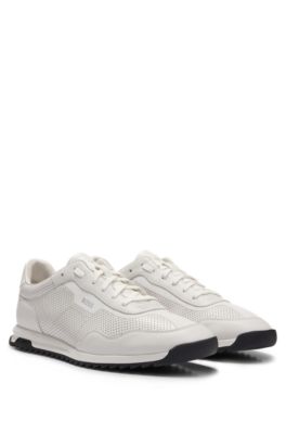 HUGO BOSS LOW-TOP TRAINERS IN PERFORATED LEATHER