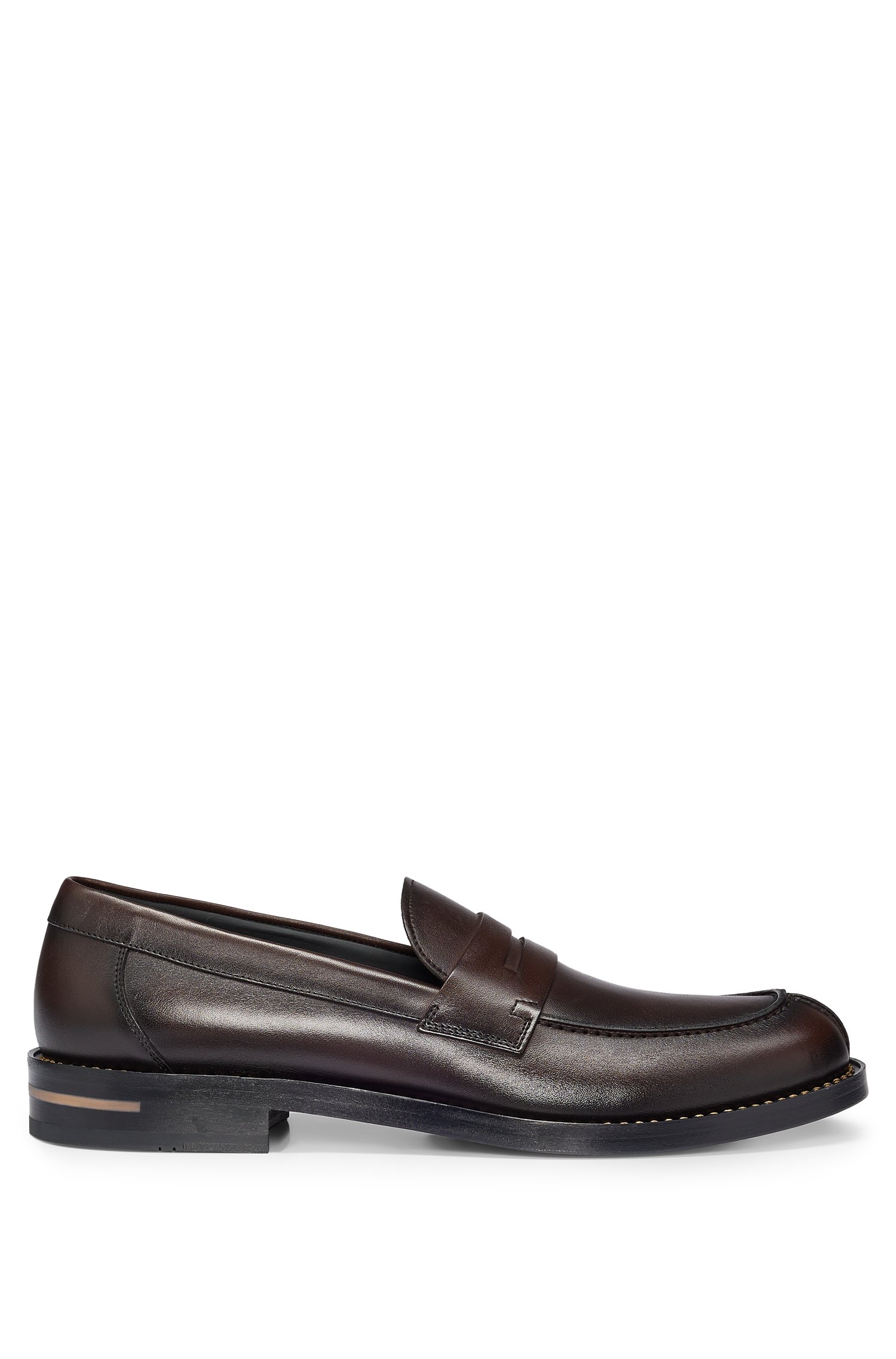 Leather slip-on loafers with penny trim