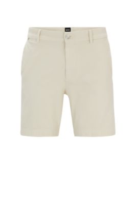 Shop Hugo Boss Regular-fit Regular-rise Shorts In Stretch Cotton In White