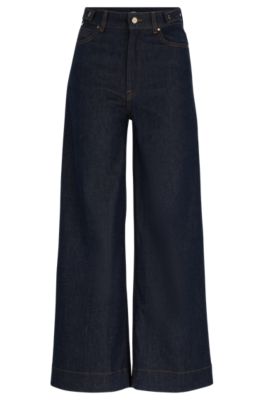 BOSS Slim-fit wide-leg jeans in navy stretch denim Dark Blue