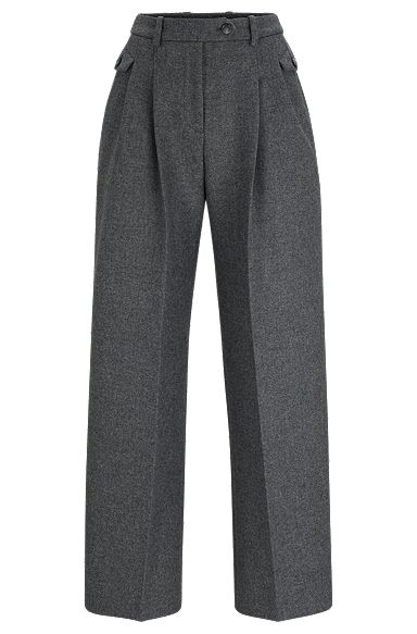 Relaxed-fit trousers in a melange wool blend, Silver