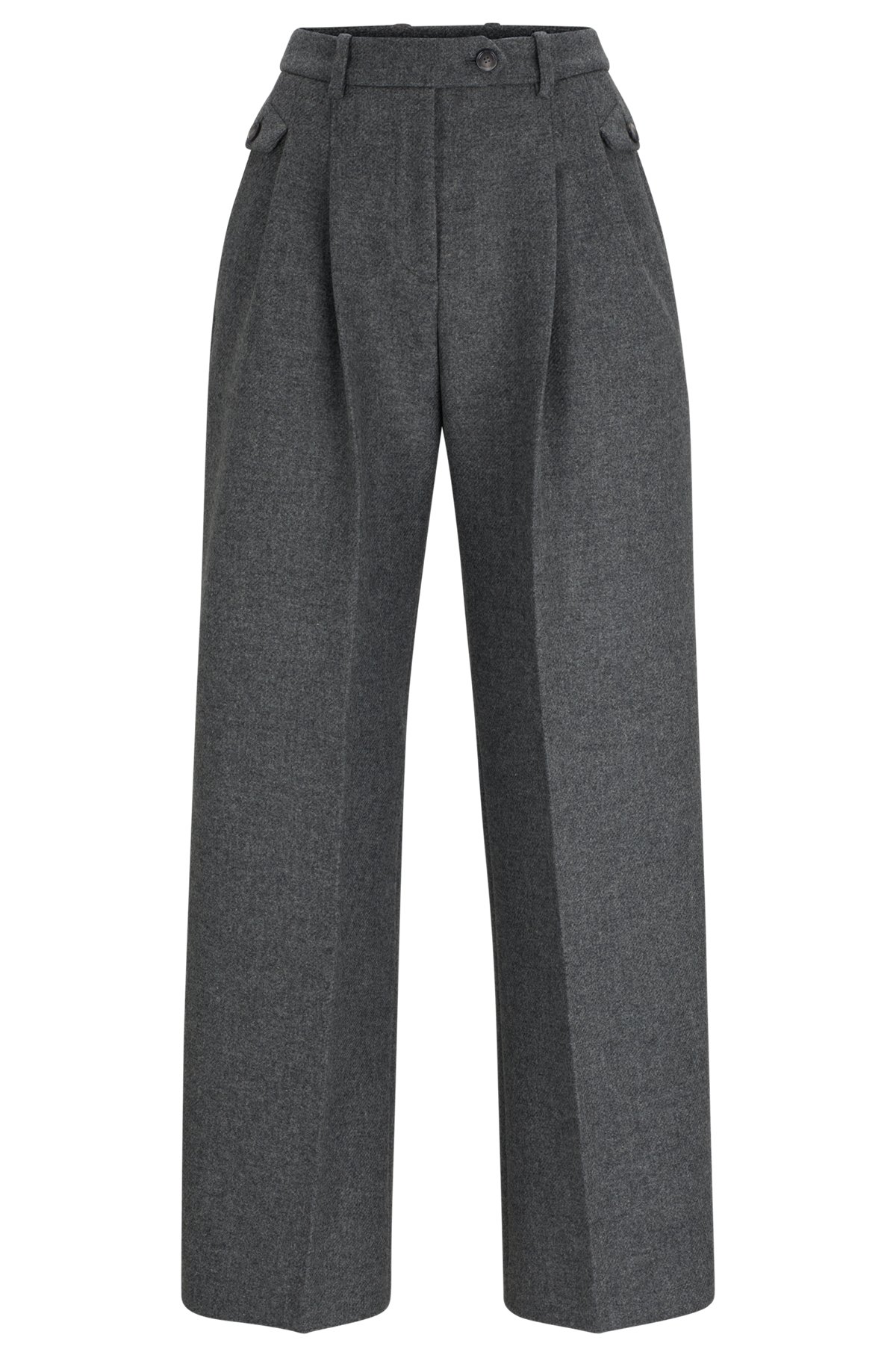 BOSS - Relaxed-fit trousers in a melange wool blend