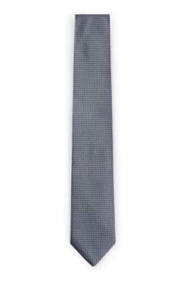 BOSS - Silk tie with jacquard-woven micro pattern