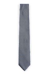 Silk tie with jacquard-woven micro pattern, Dark Blue