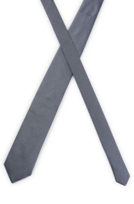 Silk tie with jacquard-woven micro pattern, Dark Blue