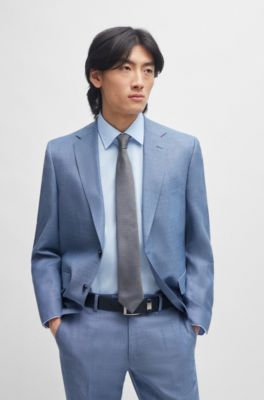 Silk tie with jacquard-woven micro pattern, Dark Blue