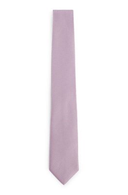 Silk tie with jacquard-woven micro pattern, light pink