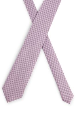 Silk tie with jacquard-woven micro pattern, light pink