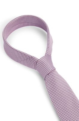 Silk tie with jacquard-woven micro pattern, light pink