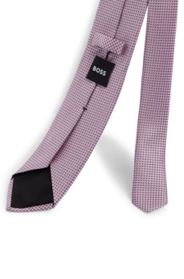 Silk tie with jacquard-woven micro pattern, light pink