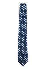 Silk tie with jacquard-woven pattern, Dark Blue