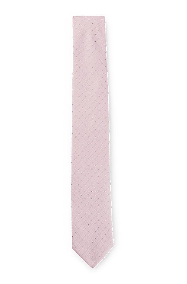 Silk-blend tie with dot motif, light pink