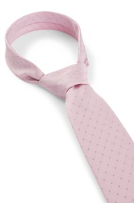 Cravate en soie m&eacute;lang&eacute;e &agrave; pois, Rose clair