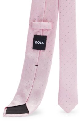 Cravate en soie m&eacute;lang&eacute;e &agrave; pois, Rose clair