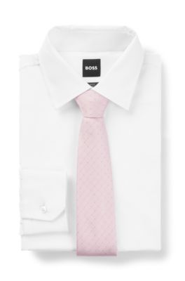 Cravate en soie m&eacute;lang&eacute;e &agrave; pois, Rose clair