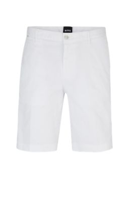 Shop Hugo Boss Slim-fit Shorts In Stretch-cotton Twill In White