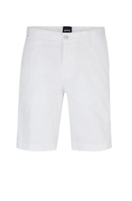 Hugo Boss Slice Stretch Twill Shorts In White