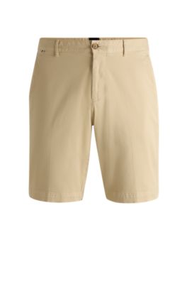 Shop Hugo Boss Slim-fit Shorts In Stretch-cotton Twill In Light Beige