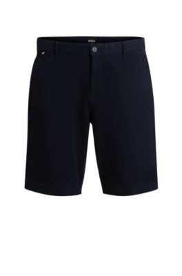Shop Hugo Boss Slim-fit Shorts In Stretch-cotton Twill In Dark Blue