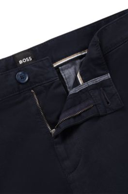 Shorts slim fit de sarga de algod&oacute;n el&aacute;stico, Azul oscuro